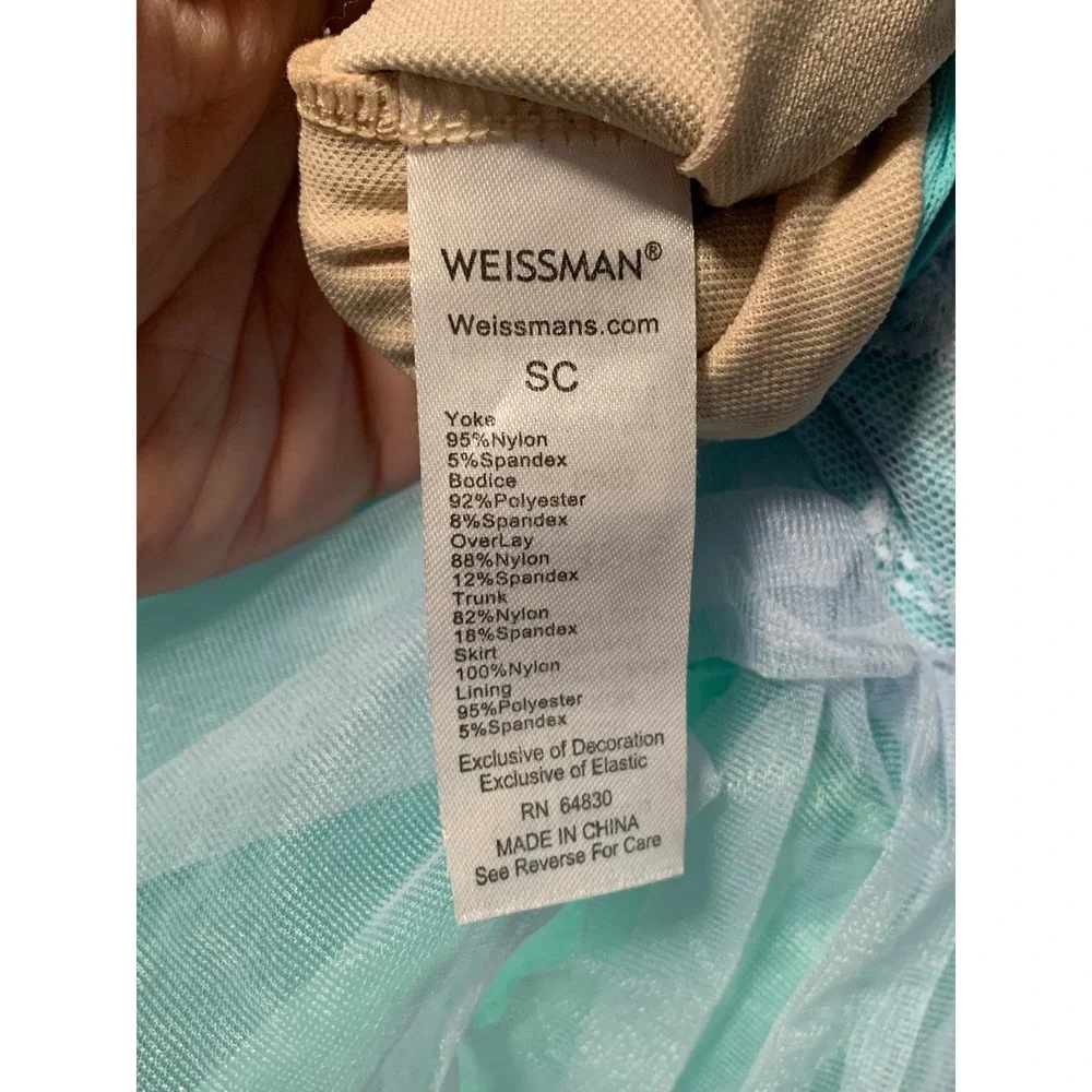 Weissman Kids Turquoise Aqua Lace Sequin Tutu Dance Costume Dress 13493 Size SC